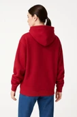 Samuray Ninja Çift Kapüşonlu Hoodie Oversize Kanguru Cepli, Bahar - Kışlık Fermuarlı Sweatshirt- Kırmızı thumbnail 2