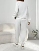 Kadın Uzun Kollu V Yakalı Pulpayetli Viskon Iki Iplik Bluz Ve Pantolon thumbnail 1
