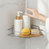 Krom Tek Katlı Duş Şampuanlığı Paslanmaz Çelik Banyo Köşe Rafı Vidalı Sağlam ve Şık Tasarım thumbnail 4