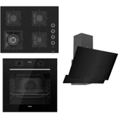 Ferre Flowart Serisi Siyah Set (SC405-WFA + QBL63CS +D063) - Döküm Izgara - 65 cm Ocak thumbnail 1