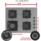 Ferre Flowart Serisi Gri Set (SC408-WFA + QBL63CPR +D079) - Döküm Izgara / 65 cm Ocak thumbnail 3