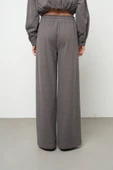 Kadın Bol Paça Rahat Kalıp Düz Renk Kumaş Pantolon - 5