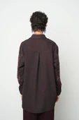 Kadın Bordo Nakışlı Oversize Kesim Gömlek - 5