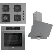 Ferre Flowart-Sılentart Serisi Gri Set (SC408-WFA + QBL63CPR +D065-SA) - Döküm Izgara / 65 cm Ocak thumbnail 1