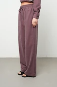 Kadın Bol Paça Rahat Kalıp Düz Renk Kumaş Pantolon - 7