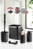 Decorev 5 Parça Siyah Click Kapaklı Silikon Fırçalı Taşıma Kulplu Banyo Seti – 5 Litre thumbnail 1