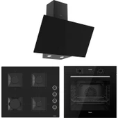 Ferre Flowart Ventora Plus Siyah 3'lü Ankastre Set ( QBL63CS-SS205-D077 ) thumbnail 1