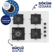 Ferre Flowart Turbolu Beyaz Cam Ankastre Set ( 65 cm Woklu Ocak ) QBL62CB - SC406 - D087 thumbnail 3