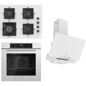 Ferre Flowart-Sılentart Serisi Beyaz Set (SC406-WFA + QBL63CB +D064-SA) - Döküm Izgara / 65 cm Ocak thumbnail 1