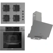 Ferre Steamart-Fryart-Sılentart Serisi Gri Set (SS208 + QEP64CPR +D065-SA) - Emaye Izgara thumbnail 1