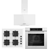 Ferre Beyaz Set ( D087 Beyaz Davlumbaz -SS206 Beyaz Ocak- QBL62CB Beyaz Fırın) thumbnail 1