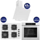 Ferre Flowart Turbolu Silenart Beyaz Cam Ankastre Set ( 65 cm Woklu Ocak ) QBL62CB - SC406 - D078SA thumbnail 1