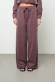 Kadın Bol Paça Rahat Kalıp Düz Renk Kumaş Pantolon - 6