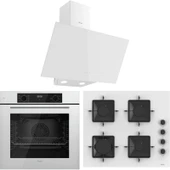 Ferre Flowart QBL63CB-SS206-D078 7 Prog. Dijital Turbo Ankastre Set - Beyaz thumbnail 1