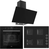 Ferre Flowart QBL63CS-SS205-D077 7 Prog. Dijital Turbo Ankastre Set - Siyah thumbnail 1