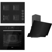 Ferre Flowart  Serisi Siyah Set (SS205 + QBL63CS +D063) - Emaye Izgara thumbnail 1