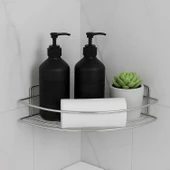 Krom Tek Katlı Duş Şampuanlığı Paslanmaz Çelik Banyo Köşe Rafı Vidalı Sağlam ve Şık Tasarım thumbnail 2