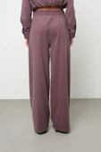 Kadın Bol Paça Rahat Kalıp Düz Renk Kumaş Pantolon - 9
