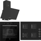 Ferre QBL62CB - SS206 -D086 60 cm Siyah Cam Turbolu Ankastre Set thumbnail 1