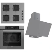 Ferre Flowart Serisi Gri Set (SS208 + QBL63CPR +D079) - Emaye Izgara thumbnail 1