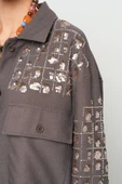 Kadın Robası Ve Kolları Nakış - Boncuk İşlemeli Ceket - 8