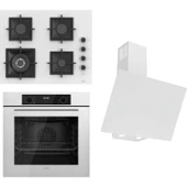 Ferre Flowart-Sılentart Serisi Beyaz Set (SC406-WFA + QBL63CB +D078-SA) - Döküm Izgara / 65 cm Ocak thumbnail 1