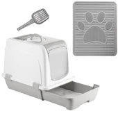 Orta Boy Çekmeceli Kapalı Kedi Tuvaleti Paspas ve Kürek Hediyeli thumbnail 8