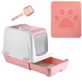 Orta Boy Çekmeceli Kapalı Kedi Tuvaleti Paspas ve Kürek Hediyeli thumbnail 10