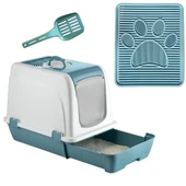 Orta Boy Çekmeceli Kapalı Kedi Tuvaleti Paspas ve Kürek Hediyeli thumbnail 1