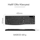 SC601 Kablosuz Klavye Mouse Set Siyah USB Türkçe Q Ofis Klavye Fare thumbnail 3