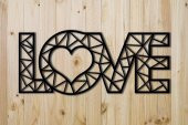 CajuArt Dekoratif Modern Siyah Büyük Ahşap Love Yazısı Tablo Aşk - 4