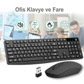 SC601 Kablosuz Klavye Mouse Set Siyah USB Türkçe Q Ofis Klavye Fare thumbnail 1