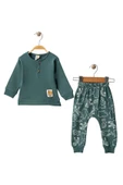 Celira Yeşil Altı Baskılı Aslan Armalı Erkek Bebek Takım thumbnail 2
