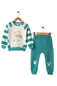 Celira Wwc Yeşil Ayıcık Nakışlı Çizgili Erkek Bebek Takım thumbnail 2