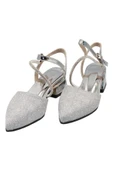 Celira Gümüş Taşlı Simli Kısa Topuk Kadın Ayakkabı thumbnail 4