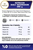 Nutraxin Magnezyum Daily 250 Mg 60 Tablet - Magnesium, D3, K2, B6 thumbnail 2