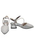 Celira Gümüş Taşlı Simli Kısa Topuk Kadın Ayakkabı thumbnail 6
