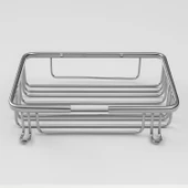 Banyo Köşe Duş Rafı Krom Tek Katlı Kare Şampuanlık Sabunluk Paslanmaz Metal Duvar Tipi Organizer thumbnail 2