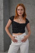 Puantiyeli Belden Oturtmalı Tül Siyah Bluz thumbnail 1