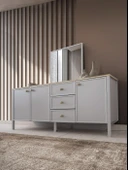 Yakamoz Sis Gri Çekmeceli Dolaplı Aynasız Büfe Konsol 185x48x82cm thumbnail 5