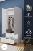 Lento 2 Kapaklı 1 Askılı 2 Çekmeceli Gardırop Beyaz - 1