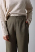 Beli Yarım Lastikli Palazzo Pantolon - Haki thumbnail 4