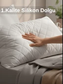 Beylini 2'Li 800 GR Mikrofiber Kapitone Yastık Yumuşak Rahat Antialerjik Makinede Yıkanabilir Pürüzsüz 50x70cm thumbnail 3