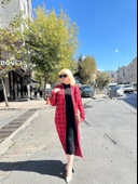 Triko Hırka elbise ikili takım kırmızıSiyah thumbnail 5