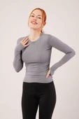 Uzun Kollu Basic Gri Bluz thumbnail 1