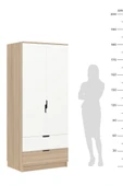Lento 2 Kapaklı 1 Askılı 2 Çekmeceli Gardırop Beyaz Meşe - 4