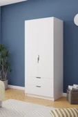 Lento 2 Kapaklı 1 Askılı 2 Çekmeceli Gardırop Beyaz - 3