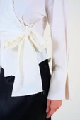 Düz Yandan Bağlamalı Gömlek - Ekru thumbnail 4