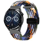 Sneezy Huawei Watch GT 2 Elegant-Classic 42mm Uyumlu 20mm FiberLink Manyetik Tokalı Örgü Kordon  Siyah - Turuncu thumbnail 1