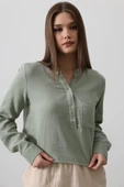 Cepli Hakim Yaka Bluz - Haki thumbnail 4